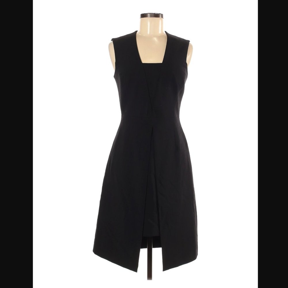 White House Black Market Solid Black Casual Dress